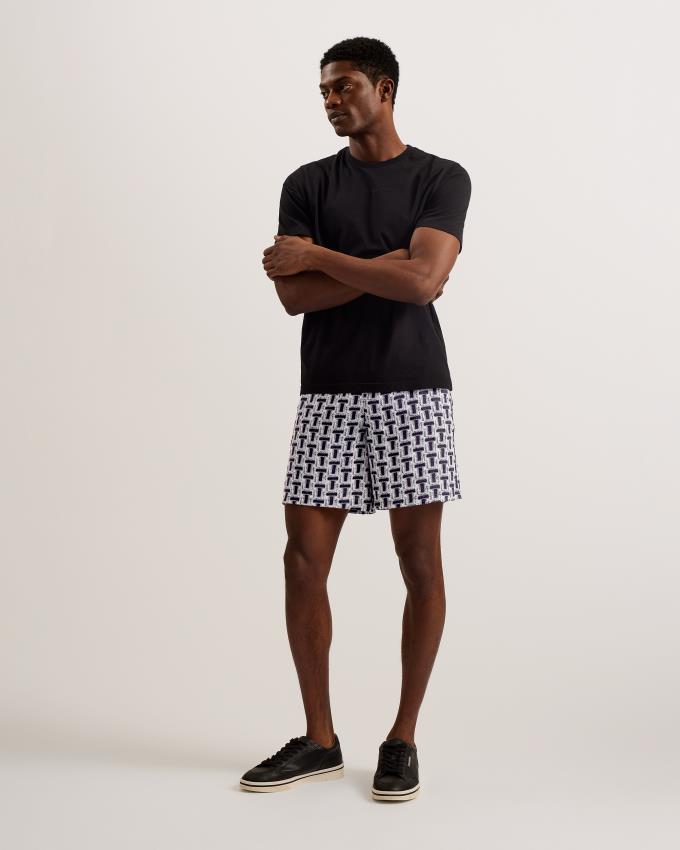 Short Ted Baker Textured T Print Elastic Noir Homme | KOS-97989050